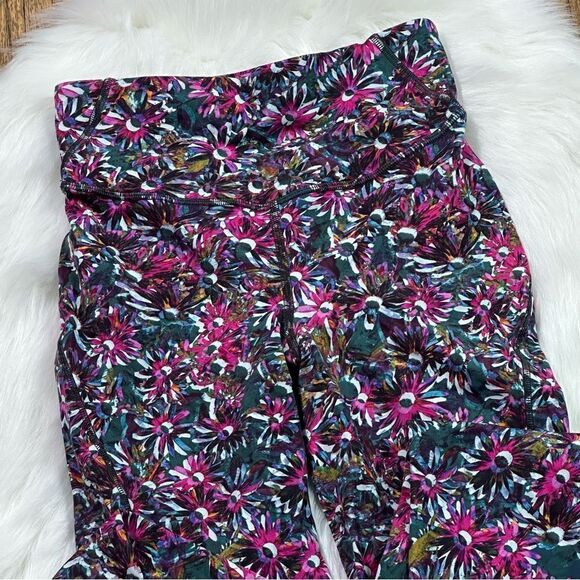 lululemon athletica Pink and Green Leggings Vibrant Floral Design - Picture 2 of 6